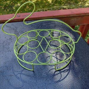 Vintage Metal Coated Green Easter Bunny Shaped Wire Egg Holder